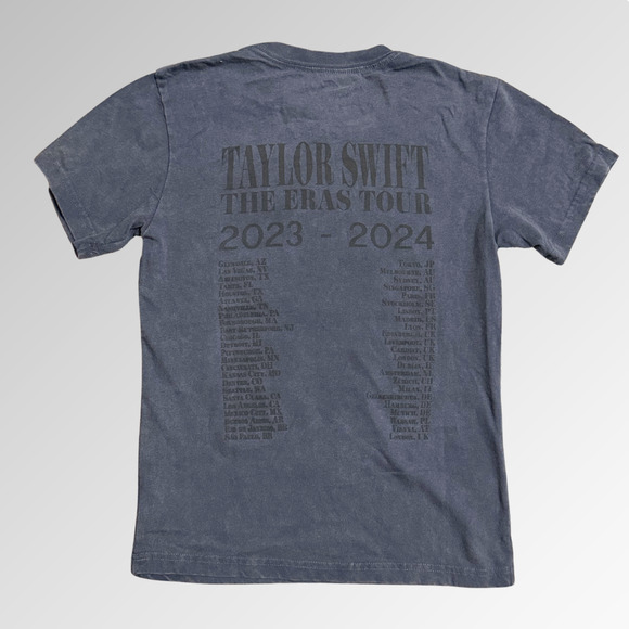 Taylor Swift THE ERAS TOUR Mineral Wash Gray T-Shirt sz Youth Medium Small Tee - Picture 2 of 4